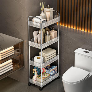 Nhựa lưu trữ giá hộ gia đình có thể tháo rời nhiều lớp hình chữ nhật phòng tắm nhà bếp thép không gỉ PET trong suốt kệ - Product Image 4