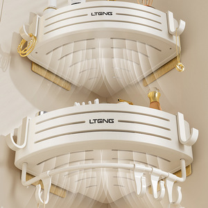 Étagère d'angle triangulaire bleue à un seul niveau, durable, pour salle de bain, en aluminium, sans perçage requis - Product Image 4