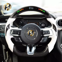 Volant sport en fibre de carbone véritable avec éclairage LED de changement de vitesse au design élégant HZ pour Mustang GT 2018-2021