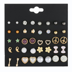Juego de pendientes con forma de flor retro de estilo coreano, 20 pares, con forma de corazón y lazo, joyería para mujer, regalo, accesorios de moda - Product Image 3