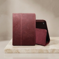 Étui de protection pour tablette en cuir de vache véritable Aarons, avec fonction support, design personnalisé, doublure premium et gravure gratuite