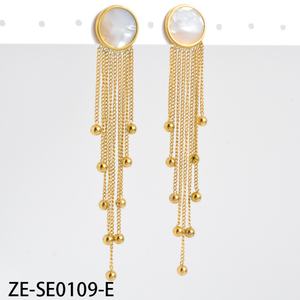 Joyería de Moda al por Mayor, Aretes Colgantes, Acero Inoxidable Chapado en Oro de 14K, Geométricos, Unisex, Zeadear ZE-SE0110 - Product Image 3
