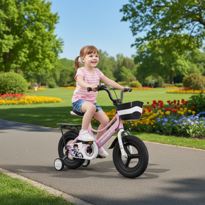 Bicicleta Infantil de 12-18 Pulgadas para Niños y Niñas de 3-9 Años con Ruedas de Entrenamiento, Cuadro de Acero de Alto Carbono y Canasta de Plástico - Product Image 6