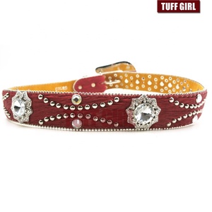 Brazil Cowgirl <strong>Red</strong> Hair on Hide Western Crystal <strong>Belt</strong> <strong>Red</strong> AB Prism Heart Concho Embossed Ladies Western Rhinestone <strong>Belt</strong> - Product Image 4