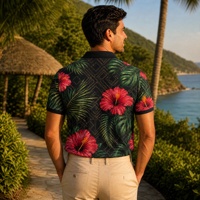 Camiseta Polo Casual de Verano para Hombre, con Estampado Digital de Hibisco Tropical, Transpirable, de Poliéster y Elastano, con Logotipo Personalizado