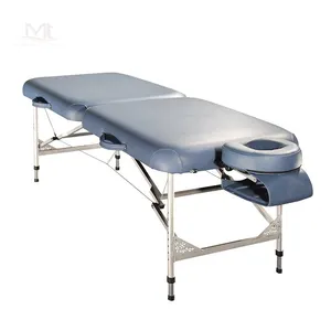 Mt force 2 seções fabricação, venda quente de alumínio pernas de metal cama massageadora dobrável cama portátil de massagem ajustável mesa