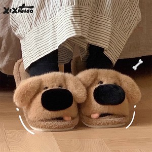 XIXITIAO Pantoufles en peluche douces et moelleuses à l'effigie d'animaux de dessin animé, chaudes pour l'hiver, en coton doux, chaussures d'intérieur confortables pour femmes - Product Image 3