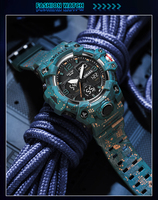 SMAEL 8008 Montre Électronique Camouflage Sport Tactique Extérieur Alarme Digitale pour Collégiens Nage