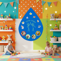 Tableau blanc magnétique Art Déco imperméable réutilisable pour enfants, autocollant mural effaçable pour dessin, interactif pour maternelle et bureau