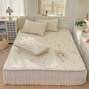 Ensemble de matelas rafraîchissant Miandaiju 150x200cm 180x200cm 200x220cm en latex synthétique, drap-housse pour bébé, style jupe de lit - Product Image 4