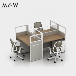 M & W 가구 테이블 책상 목재 파티션 시스템 알루미늄 프레임 사무실 워크 스테이션 칸막이 - Product Image 4