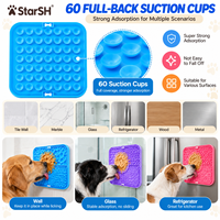 Tapis de léchage pour chien en silicone à ventouse, anti-étouffement, pour alimentation lente, motif nid d'abeille/étoile, carré – Meilleure vente en gros