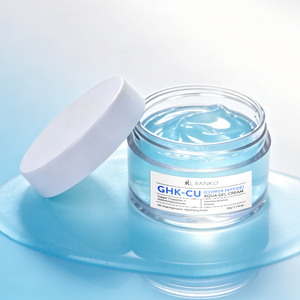 Crème gel aqueux au peptide de cuivre GHK-Cu, marque privée OEM, sans huile, fini mat, <span class=keywords><strong>hydratant</strong></span> pour le <span class=keywords><strong>visage</strong></span>, anti-âge, fabricant de produits de soin de la peau - Product Image 1