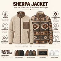 Veste d'hiver réversible en polaire sherpa pour homme, motif géométrique tissé, fermeture éclair intégrale, fabrication sur mesure pour l'extérieur