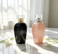 Botol Parfum Kaca Kosong Hitam Heksagonal Leher Crimp Berkualitas Tinggi OEM 50ml