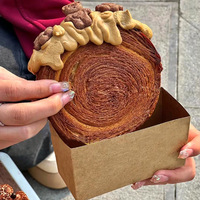 Cajas de cartón planas impresas personalizadas para dulces de hamburguesas, embalaje de papel impermeable para postres de comida de fiesta con forro de esponja