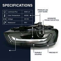 Vente flash : Ensemble de phares LED pour Audi A4L S4 RS4 B8.5 2013-2016, phare avant, projecteur DRL, éclairage automobile