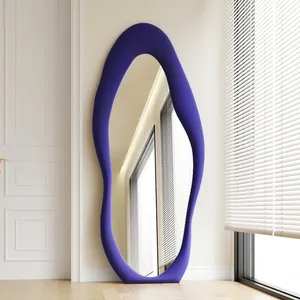 Forma de onda de moda itália design moderno Único espelho espelho de corpo inteiro com frame de madeira para sala de estar