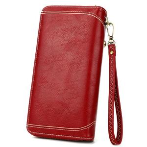 Nuovo prodotto olio cera in pelle PU <span class=keywords><strong>portafogli</strong></span> all'ingrosso 6 colori portamonete grande capacità di lusso da <span class=keywords><strong>donna</strong></span> con cerniera lunga portafoglio pochette - Product Image 6