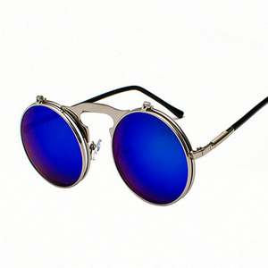 Gafas de Sol Redondas Estilo Punk Retro Vintage con Logotipo Personalizado, Gafas de Sol Steampunk con Protección UV400, Plegables, para Hombre - Product Image 6