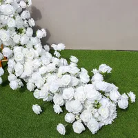 Guirlande de roses artificielles blanches pures pour centre de table de mariage, toile de fond, arche de cérémonie, décoration murale