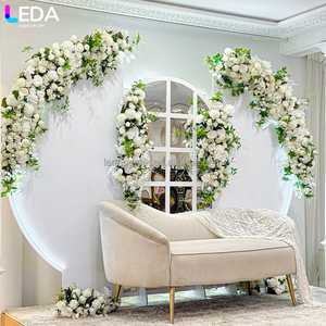 ฉากหลังดอกไม้ทรงกลมอะคริลิคสีขาวขนาดใหญ่พร้อมไฟ LED สำหรับงานแต่งงาน LEDA Wedding Party Decor - Product Image 2