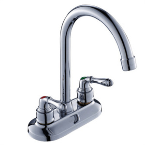 Robinet de lavabo traditionnel à double poignée, à poser sur le comptoir, avec valve en céramique et construction en laiton - Product Image 2