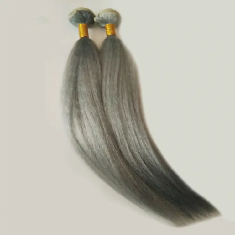 毛延長およびかつらのための100% のyakの毛の白黒色15cm-40cm
