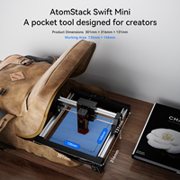 Machine de gravure laser à diode SWIFT Mini 3W, portable, facile à utiliser, pour débutants, zone de travail 135*145mm, acrylique, verre, plastique, IA
