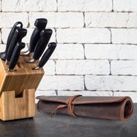 Petit sac à outils de cuisine avec étui à couteaux Porte-couverts en cuir de buffle pour chefs et outils de cuisine