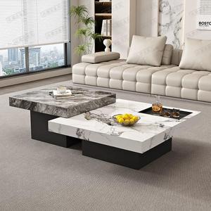 Bộ bàn trà hiện đại cao cấp mặt đá cẩm thạch hình vuông có ngăn chứa đồ, bán buôn, dành cho dự án khách sạn. - Product Image 3