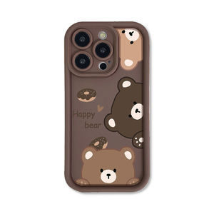 Custodia per <span class=keywords><strong>iPhone</strong></span> 16 Plus 15 Pro Max 14 13 12 <span class=keywords><strong>11</strong></span> XS XR con Orsetto <span class=keywords><strong>Marrone</strong></span> Carino, Colore Caramella, Opaca, Antiurto, Cover Posteriore - Product Image 6