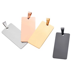 Plaques rectangulaires vierges en acier inoxydable 20x40mm pour gravure, pendentifs d'identification métalliques pour bijoux personnalisés DIY, vente en gros - Product Image 3