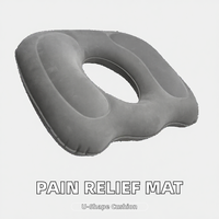 Oreiller gonflable portable en forme d'ours gris avec matériau en PVC lavable et extra doux pour le soulagement de la pression, les voyages et l'utilisation au bureau