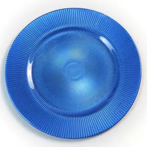 Glass Plates Wholesale Radiation Glass Disk Under Crystal Charger Plate for Table Decor Holiday Event Restaurant