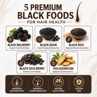 Té OEM Cinco en Uno para el Crecimiento del Cabello con Sésamo, Morera, Arroz y Frijol, Natural, Anticaída, Nutre el Cuero Cabelludo, Marca Personalizada