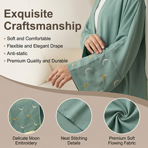 Abaya Verde Salvia con Frente Abierto para Mujeres Musulmanas, Puños en Forma de Media Luna, Marca Privada - Product Image 3