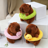 Porte-clés en peluche mini capybara Kawaii avec anneau de natation canard/cochon/grenouille, ornement animal en peluche douce pour sac à dos et cadeau pour enfants