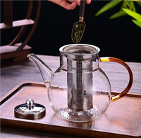 Théière en verre artisanale de 1100 ml (34 oz) avec infuseur amovible, compatible cuisinière, idéale pour le thé en vrac et les infusions florales