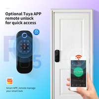 Cerradura Inteligente WiFi R5 Tuya 6 en 1, Sin Llave, Anti-Espionaje, con Código, Cilindro Grado C para Puertas de Madera/Metal, Hogar/Hotel/Oficina