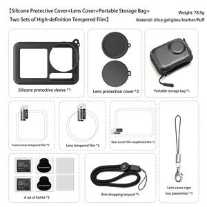 Ensemble d'accessoires pour caméra de sport pour DJI <span class=keywords><strong>Action</strong></span> 5Pro Housse d'objectif en silicone Sac de rangement pour <span class=keywords><strong>film</strong></span> trempé Anti-chute de corde - Product Image 2