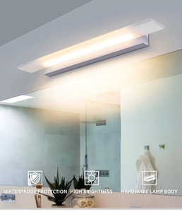 Lámpara de Pared LED Minimalista, Cuerpo Rectangular de Aluminio Blanco, Luz Cálida, Iluminación para Espejo de Baño, IP44 Impermeable, Montaje Superficial - Product Image 1