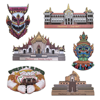 Aimant de réfrigérateur en bois 3D personnalisé de qualité supérieure, souvenir touristique de la Thaïlande, Jieji Hall, temple de Yunshi