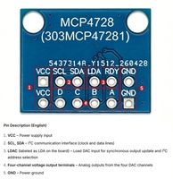 MCP4728 Módulo DAC de 4 canales y 12 bits, interfaz I2C, placa de conversión digital a analógica para Arduino MCU