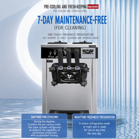 Machine à crème glacée commerciale entièrement automatique, 3 têtes, en acier inoxydable 304, pour café et pâtisserie, 20-25L/h
