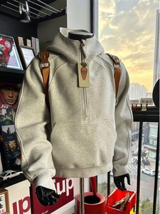 Felpa con cerniera a mezza altezza stile americano da uomo, giacca deconstruita di nicchia autunnale, felpa con cappuccio rigida pesante Cleanfit - Product Image 2