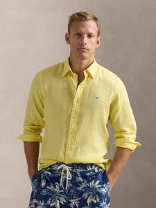 Chemise en lin RL <span class=keywords><strong>Ralph</strong></span> Mark pour homme, haut à manches longues, <span class=keywords><strong>polo</strong></span> brodé pour <span class=keywords><strong>femme</strong></span>, protection solaire, printemps et automne, couple - Product Image 3