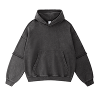 Nouveau Sweat à Capuche Tendance Urbaine Style Punk en Coton Crocheté Solide 430G Effet Deux Pièces avec Manches Patchwork 2026