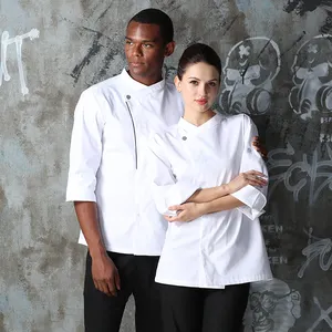 CHECKEDOUT 최신 디자인 고품질 유니섹스 패션 요리사 재킷 유니폼 요리사 호텔 레스토랑 주방