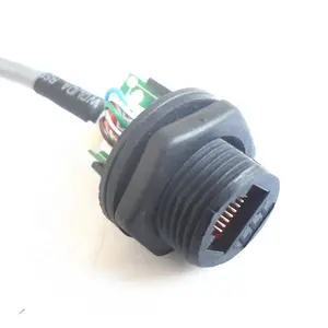 לוח קדמי רכוב זכר נקבה עמיד למים IP67 RJ45 מחבר עם כבל Ethernet